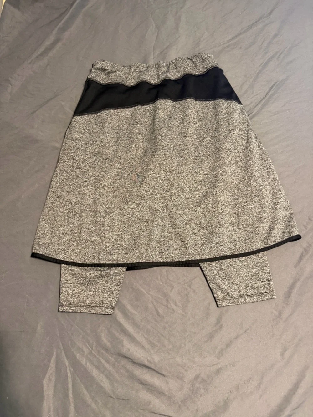 Heather Gray Athletic Skirted Leggings with Black Trim - Picture 2 of 4